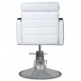 SHR Germany Styling Chair / Stylingstuhl aus weißem Kunstleder mit runder Basis
