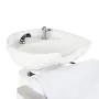 SHR Germany Hairdressing wash chair with reverse wash basin Armrests imitation leather white