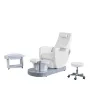 Pedicure chair in white with integrated footbath 30° adjustable