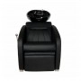 SHR Germany hairdresser wash chair with reverse wash basin intrg. faux leather armrests with footrest black